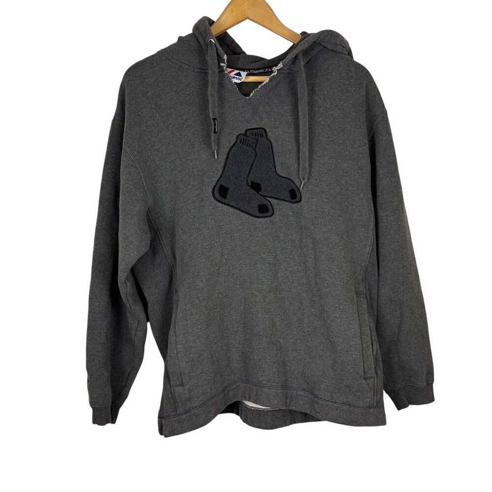 Boston Red Sox Hoodie Majestic MLB Baseball Gray Heavyweight Sports Athletic L